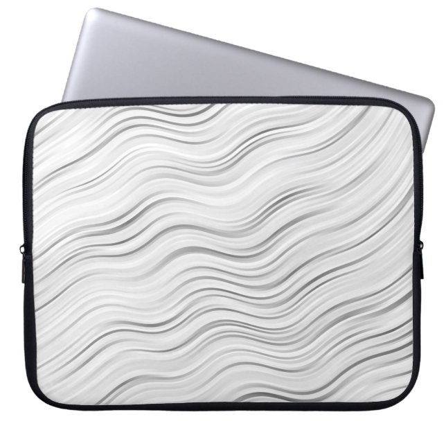 Elegant Svarta och vita Abstrakten Vinkarare Lapto Laptop Fodral (Framsidan)