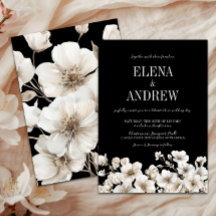 Elegant Svarta och vita Blommigten Bröllop