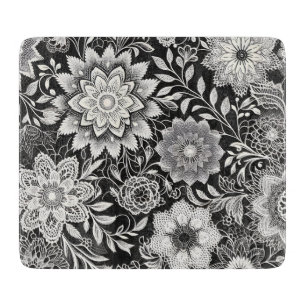 Elegant Svarta och vita Blommigten Snöre Mönster