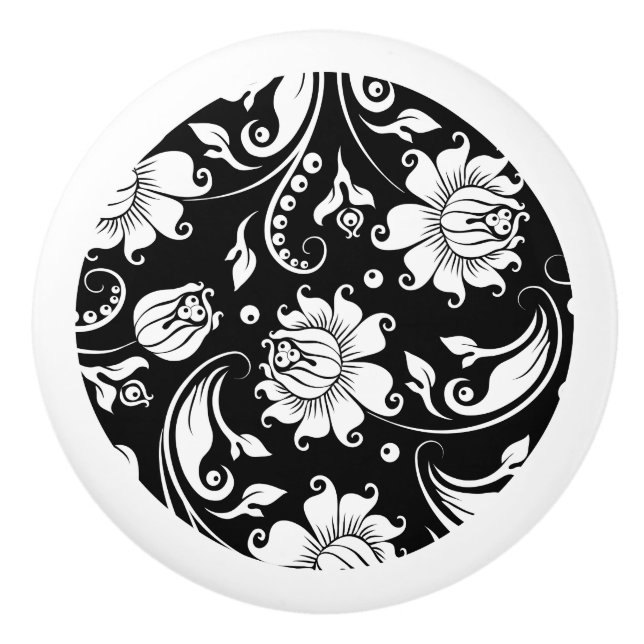 Elegant, svarta och vita dammar mönster knopp (Framsidan)