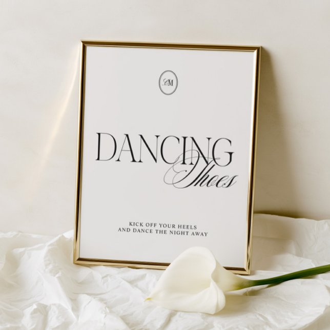 Elegant svarta och vita dansskor vigselskylt (Elegant Black & White Dancing Shoes Wedding Sign)
