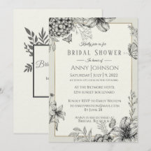 Elegant Svarta och vita Inbjudningskort för möhipp