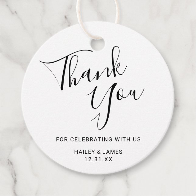 Elegant Svarta och vita moderna Bröllop Gåvor Etiketter (Framsida)