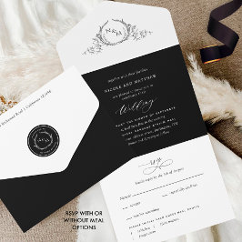 Elegant Svarta och vita Monogram Bröllop med OSA
