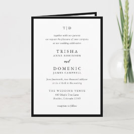 Elegant Svarta och vita monogrammet Modern Bröllop Inbjudan