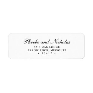 Elegant Svarta och vita Returadressen Bröllop Returadress Etikett