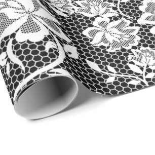 Elegant Svarta och vita Snöre-svällning Papper Presentpapper