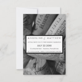 Elegant Svarta och vita Vin-Bröllop-kort Inbjudningar