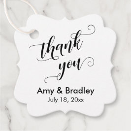 Elegant, Svarta på Vita Bröllop Tack Gåvor Etiketter