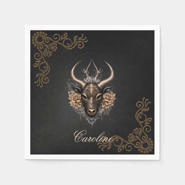 Elegant svarta renar från guld pappersservett (Framsidan)