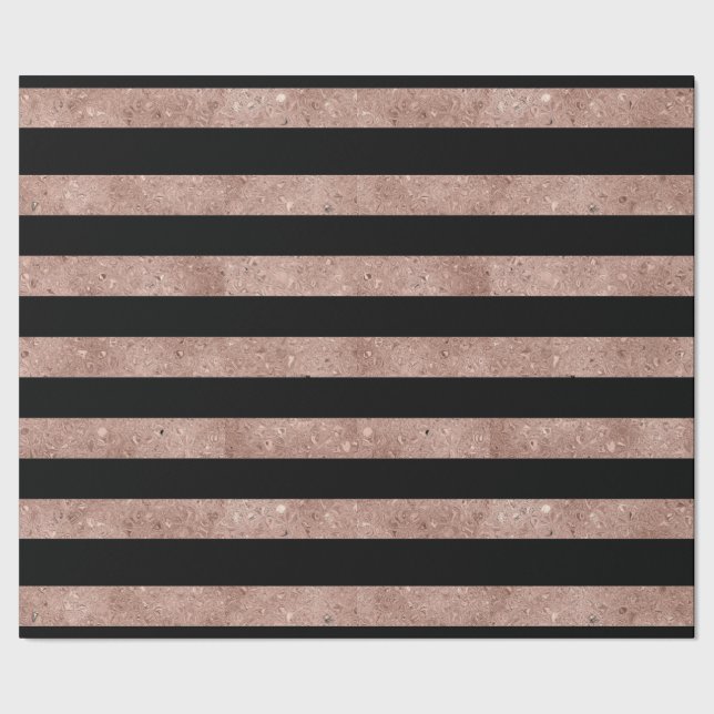 Elegant Svarta Ro Guld-Glitter-stripe Presentpapper (Seam)