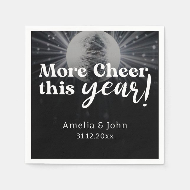 Elegant Svarta Silver Vita Nyårsaftonen Bröllop Pappersservett (Framsidan)