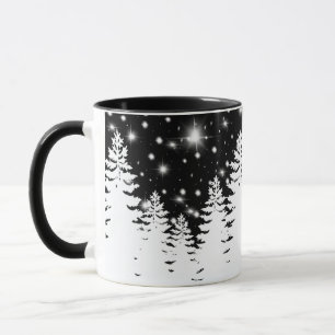 Elegant svarta vita gräs-stjärnor, himmel-stjärnor mugg