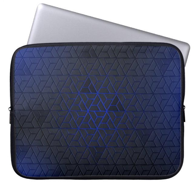 Elegant Svartblå triangel Mönster Laptop sleeve (Framsidan)