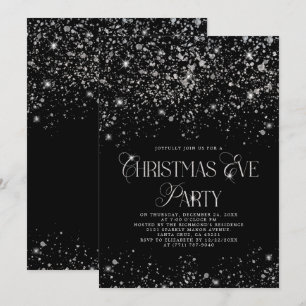 Elegant Svarte Silver-Glitter-julen i Kväll Party Inbjudningar