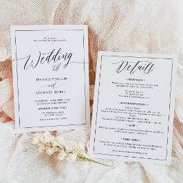 Elegant svartvit allt i ett skript bröllop inbjudningar