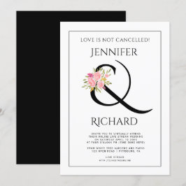 Elegant svartvit ampersand virtuellare bröllop inbjudningar
