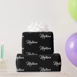 Elegant svartvit anpassningsbar calligraphy namn presentpapper