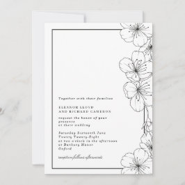 Elegant Svartvit Blommar Blommigt Bröllop Inbjudningar