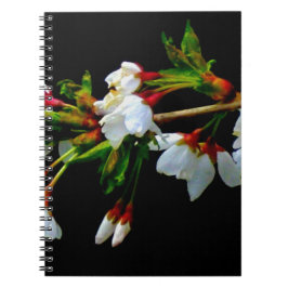 Elegant Svartvit blommar vit Blommar Anteckningsbok Med Spiral