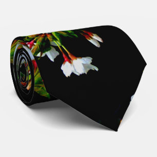 Elegant Svartvit blommar vit Blommar Slips