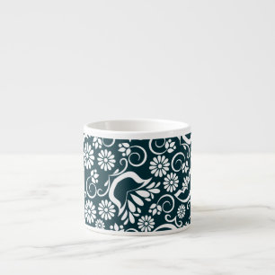 Elegant svartvit blommigt Espresso Mugg Espressomugg