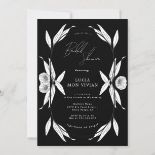 Elegant Svartvit Blommigt Kapsel Möhippa Inbjudningar