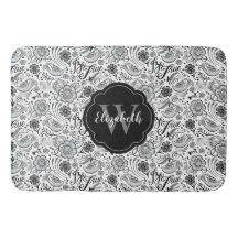 Elegant svartvit Blommigt Monogram