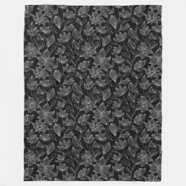 Elegant Svartvit Blommigt, Personlig Fleecefilt