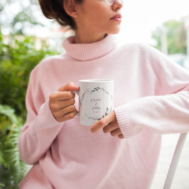 Elegant Svartvit Blommigt Utandningsluft Bröllop A Kaffemugg