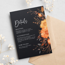 Elegant Svartvit Blommigt Vattenfärg Bröllop Tilläggskort