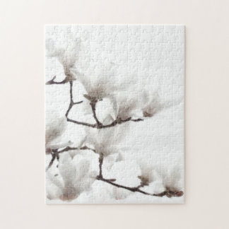Elegant Svartvit Blommigt vattenfärg Pussel