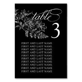 Elegant Svartvit Bröllop-Bordsnummer-kort Bordsnummer