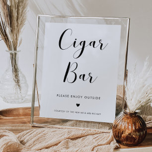 Elegant Svartvit Bröllop Cigar Pub Poster