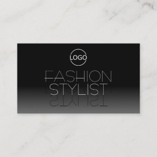Elegant Svartvit Chic Spegel-teckensnitt med Logot Visitkort