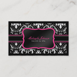 Elegant svartvit damastast salong och Spa Visitkort