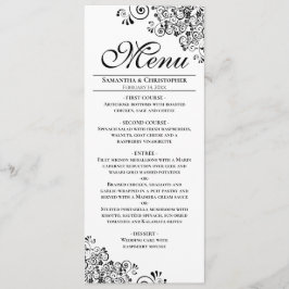 Elegant Svartvit dekorativa hörn Bröllop Meny