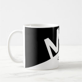 elegant Svartvit delad Monogram initialer Kaffemugg