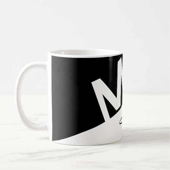 elegant Svartvit delad Monogram initialer Kaffemugg (Vänster)
