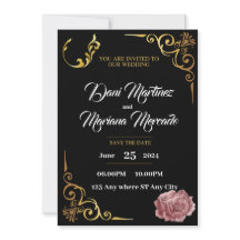 Elegant Svartvit geometrisk blomma bröllop i