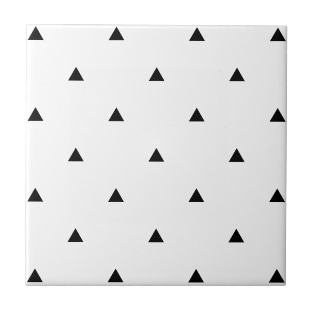 Elegant svartvit geometrisk mönster | trianglar kakelplatta (Framsidan)