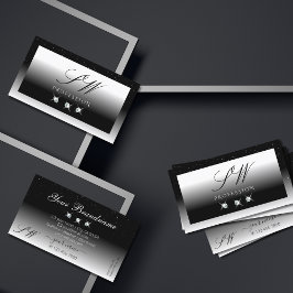 Elegant Svartvit Gnistra Diamonds Monogram Visitkort