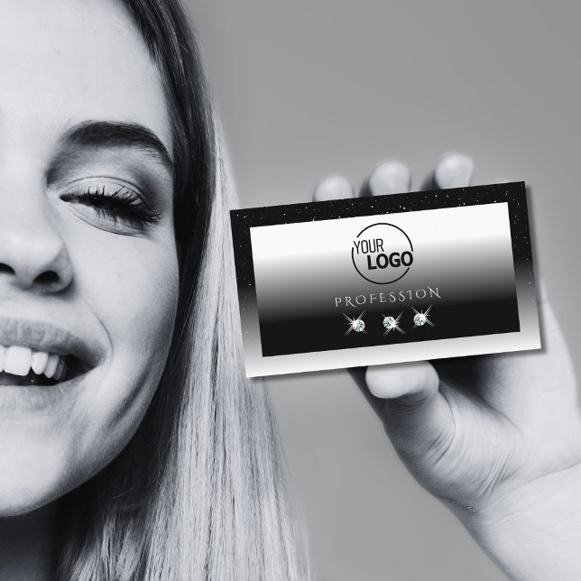 Elegant Svartvit Gnistra med Logotyp Visitkort (Skapare uppladdad)