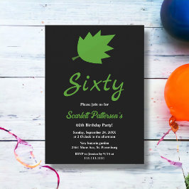 Elegant Svartvit Grönt faller 60:e födelsedagen Inbjudningar