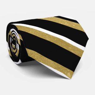 elegant Svartvit guld rand mönster Slips