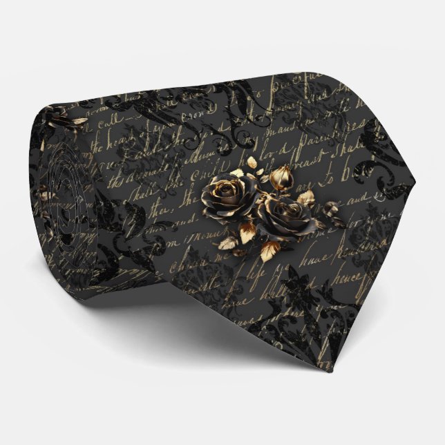 Elegant svartvit guld ro dammkorv slips (Rullad)