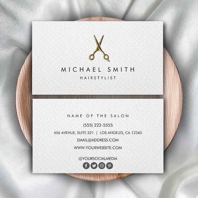 Elegant Svartvit hairstylist-sax - minimalistisk Visitkort (Skapare uppladdad)