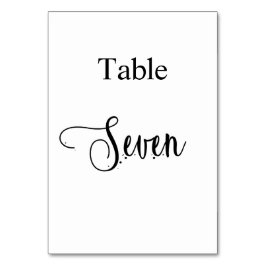 Elegant svartvit kalligrafi bord 7 bordsnummer
