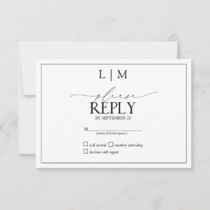 Elegant Svartvit kalligrafi Monogram OSA Kort