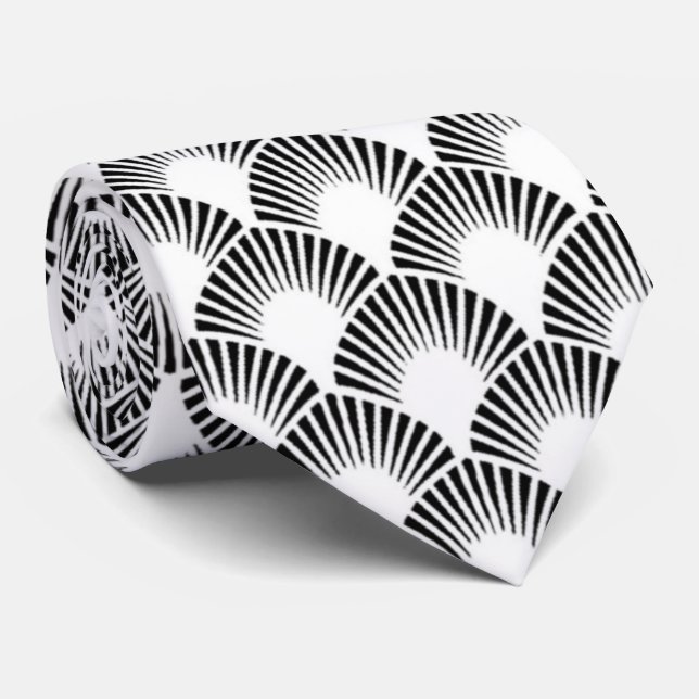 elegant svartvit konst Deco mönster Slips (Rullad)